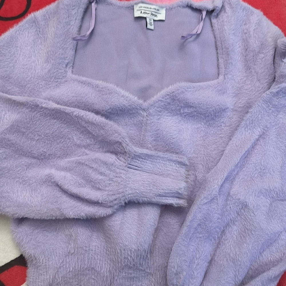 & other stories cropped sweetheart neck sweater